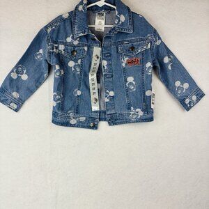 Mickey Mouse Denim Jacket 3T Toddler Boys Girls Disney World Pockets Button NWT